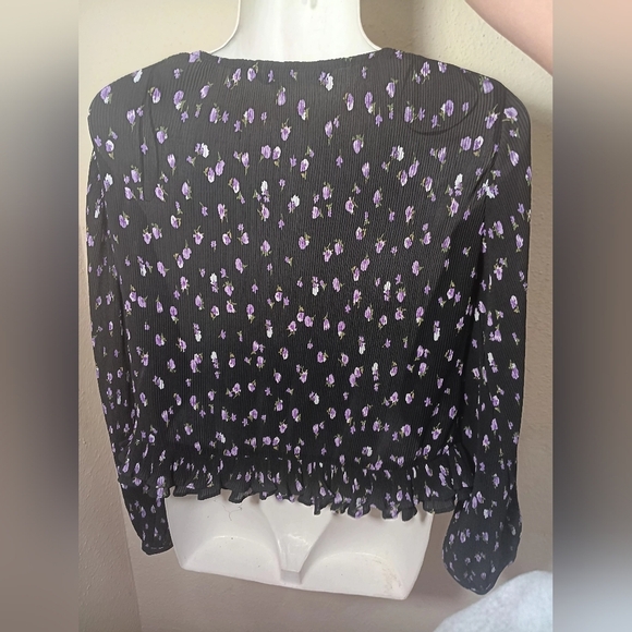 Zara Black and Pink Patterned Blouse - Picture 8 of 13